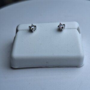 0.25ctw Rhodium Over 925 Sterling Silver Moissanite Diamond Stud Earrings